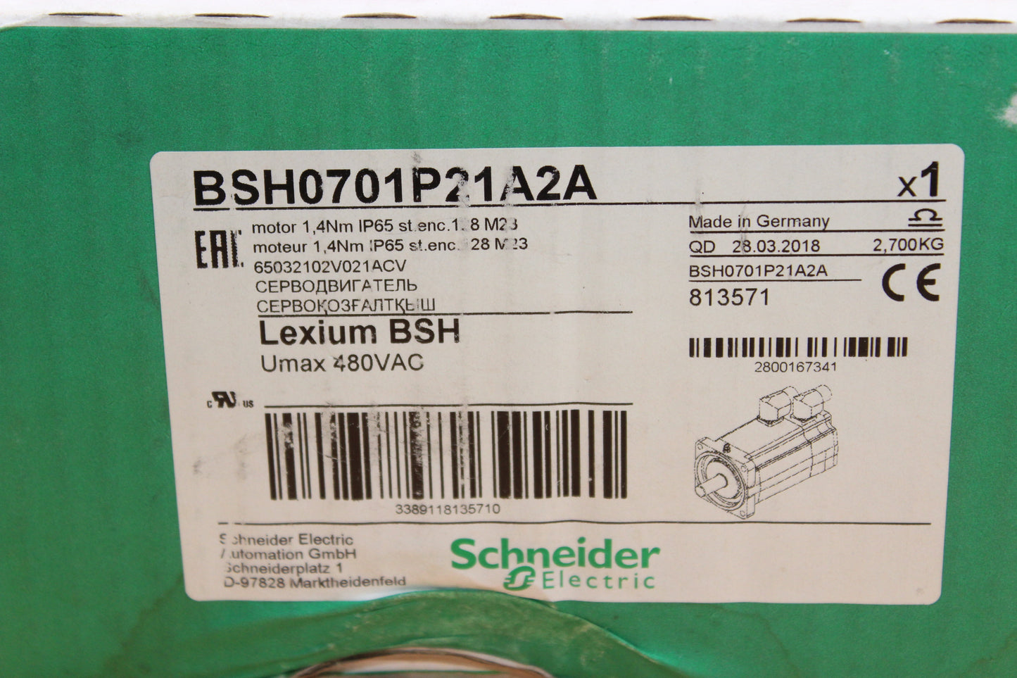NEW | SCHNEIDER ELECTRIC | BSH0701P21A2A |
