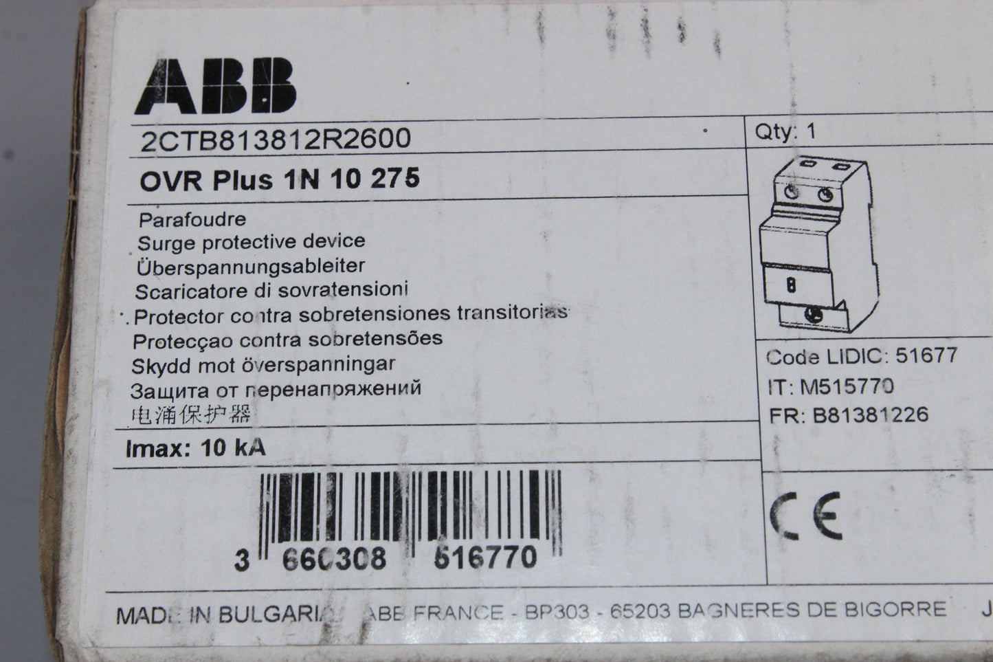 NEW | ABB | 2CTB813812R2600 OVR PLUS 1N 10 275 |