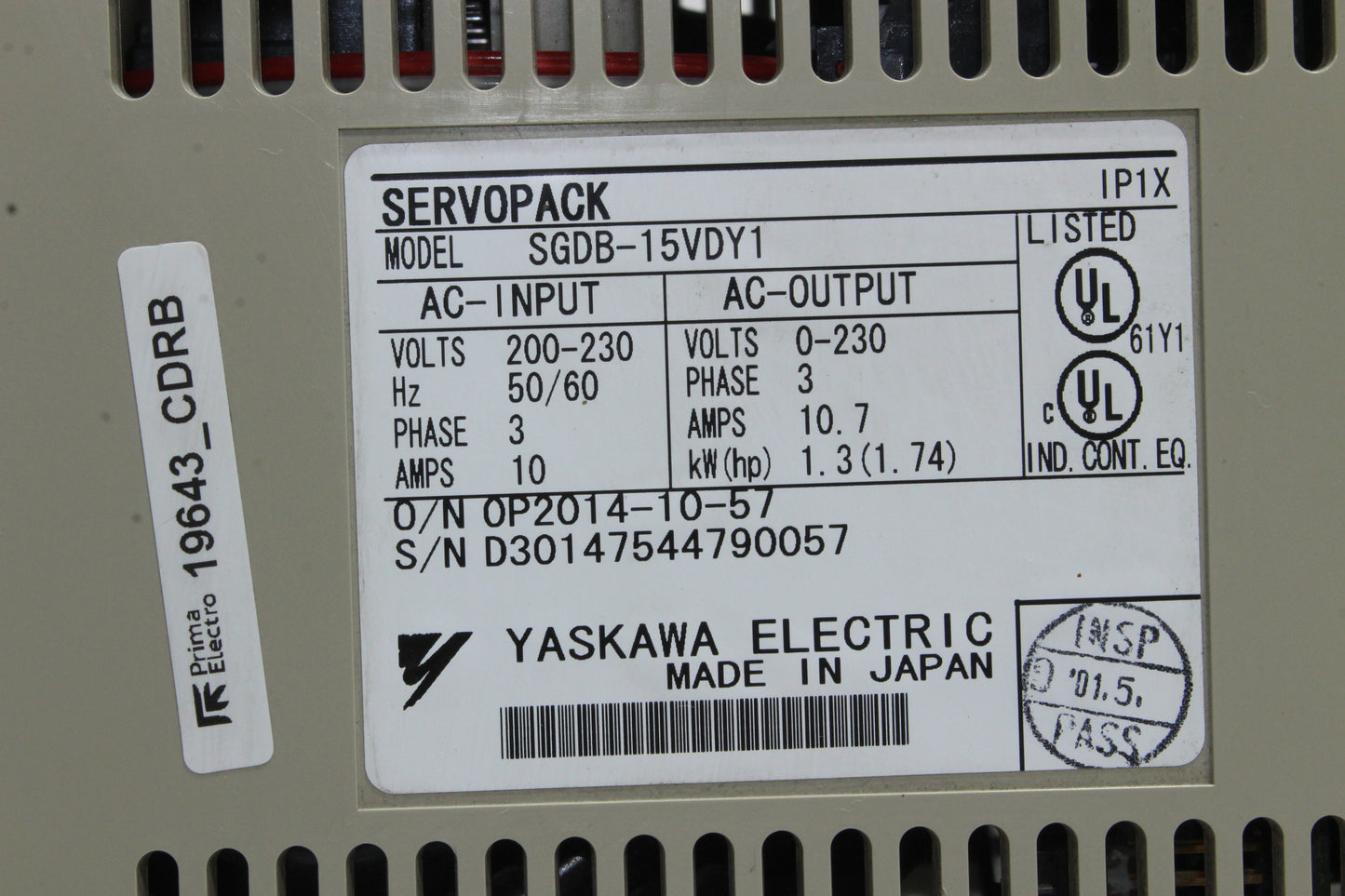 NEW OPEN BOX | YASKAWA | SGDB-15VDY1 |