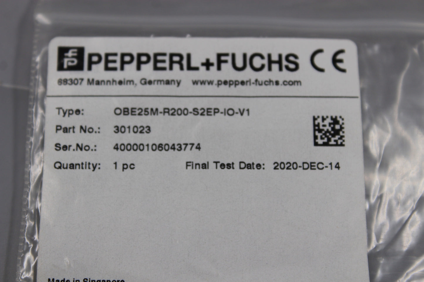 NEW | Pepperl+Fuchs | OBE25M-R200-S2EP-IO-V1 |