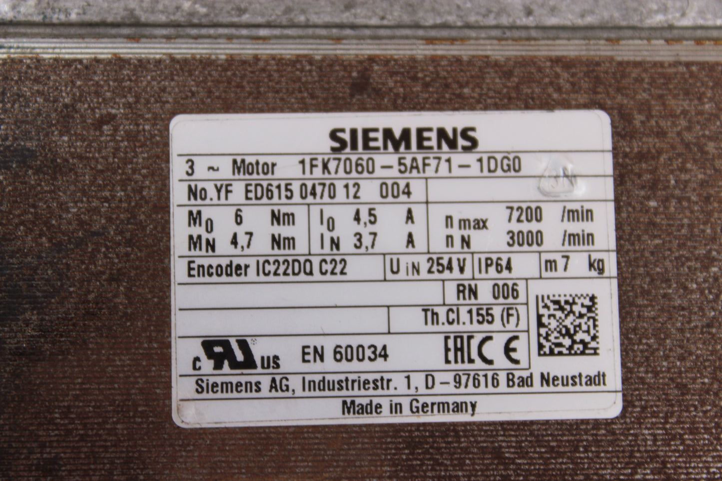 NEW OPEN BOX | SIEMENS | 1FK7060-5AF71-1DG0 |