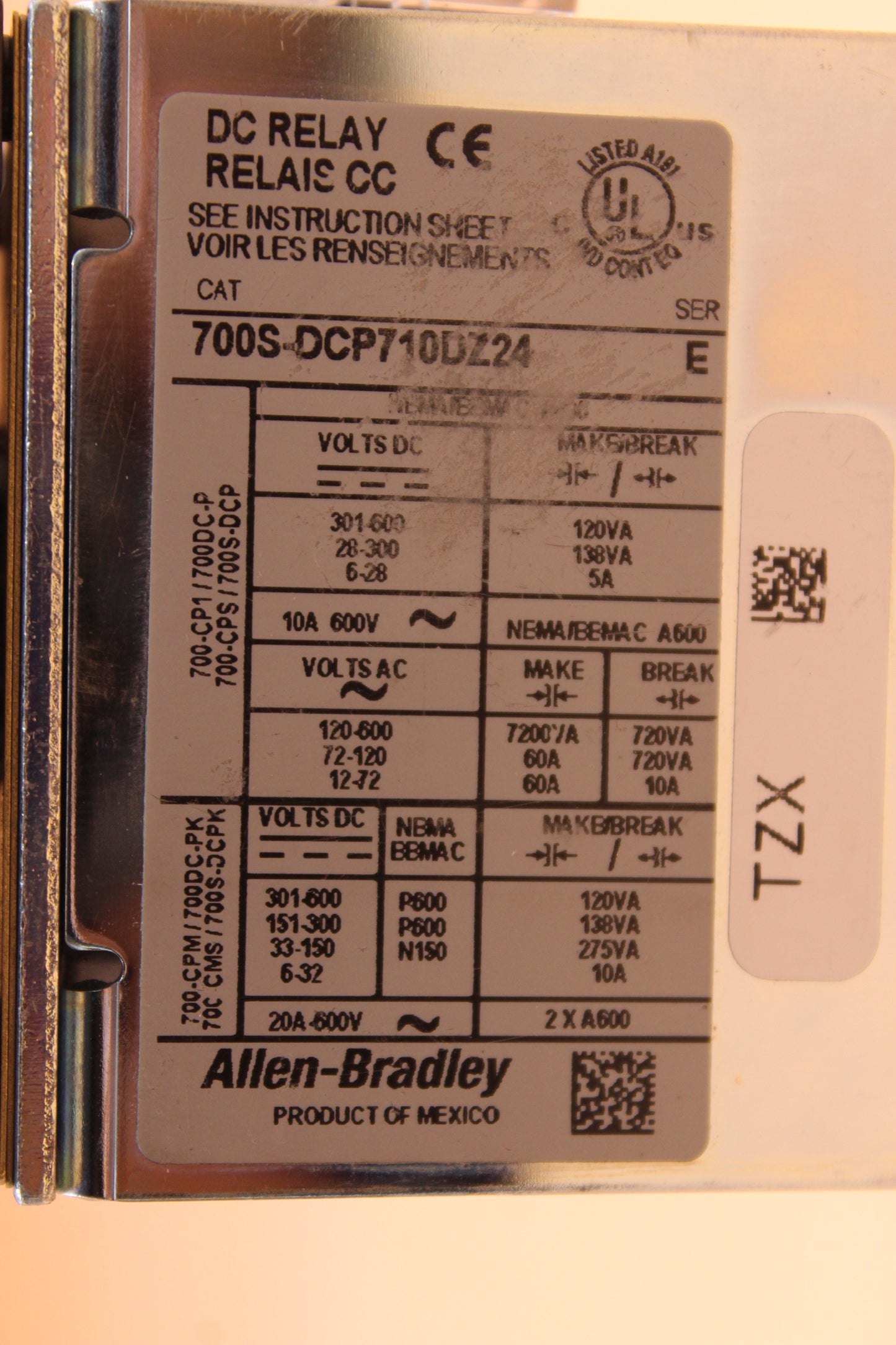 NEW NO BOX | ALLEN BRADLEY | 700S-DCP710DZ24 |