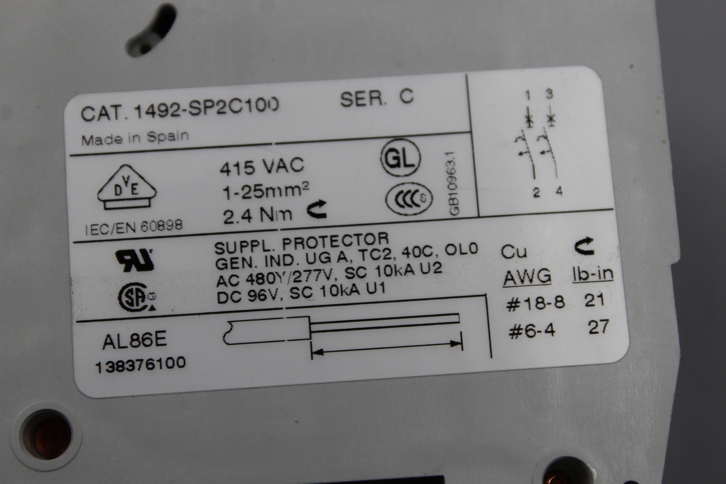 PREOWNED | ALLEN-BRADLEY | 1492-SP2C100 |