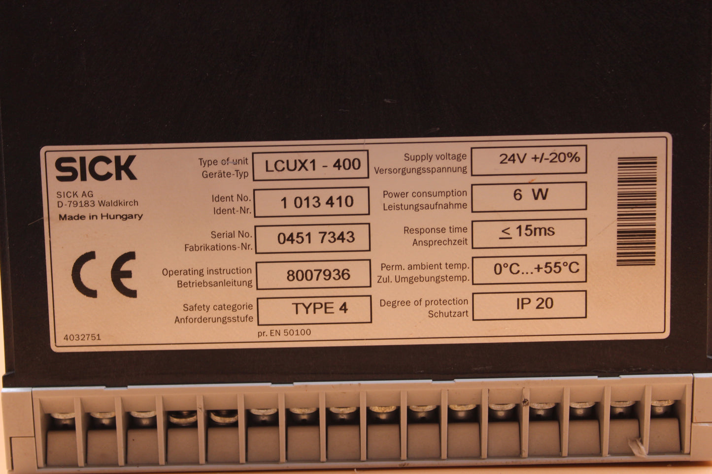 NEW NO BOX | SICK | LCUX1-400 |