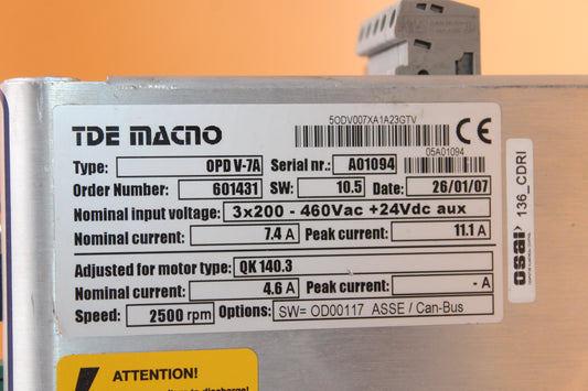 PREOWNED | TDE MACNO | OPD V-7A 601431 |