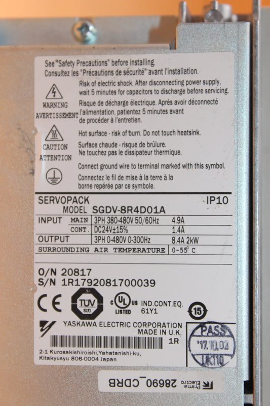 PREOWNED | YASKAWA  | SGDV-8R4D01A |