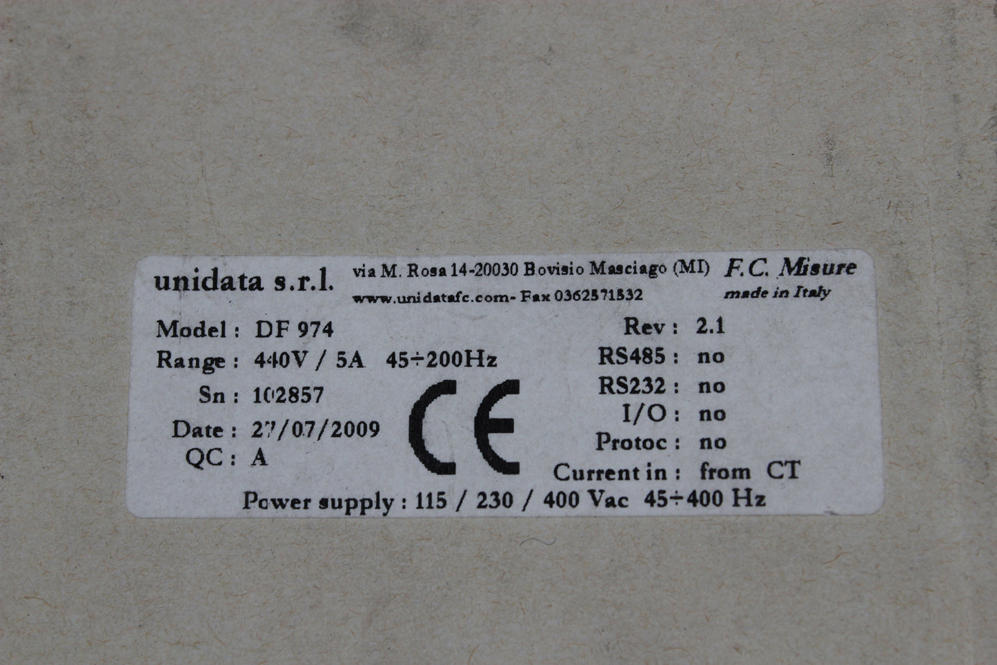NEW | Unidata F.C. Misure | DF 974 |