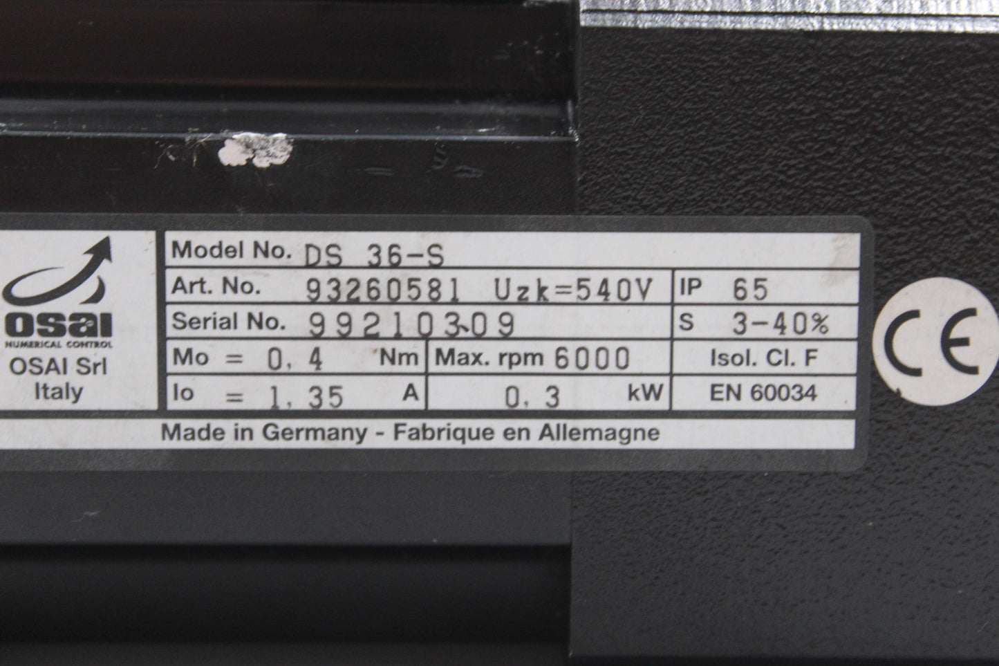 NEW OPEN BOX | OSAI | DS 36-S   SN99210309 |