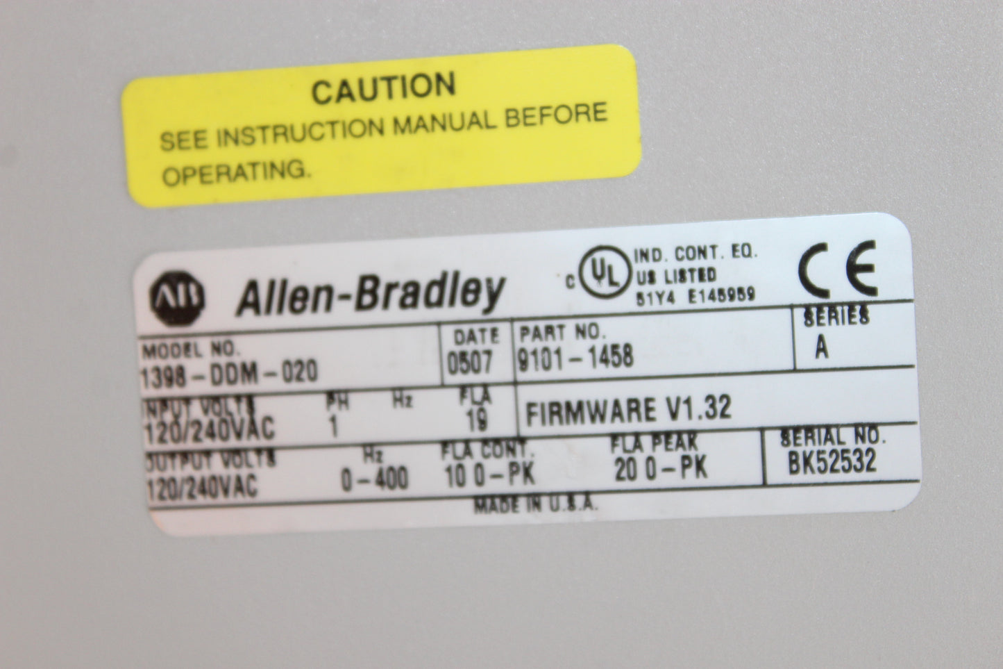 NEW NO BOX | ALLEN BRADLEY | 1398-DDM-020  |