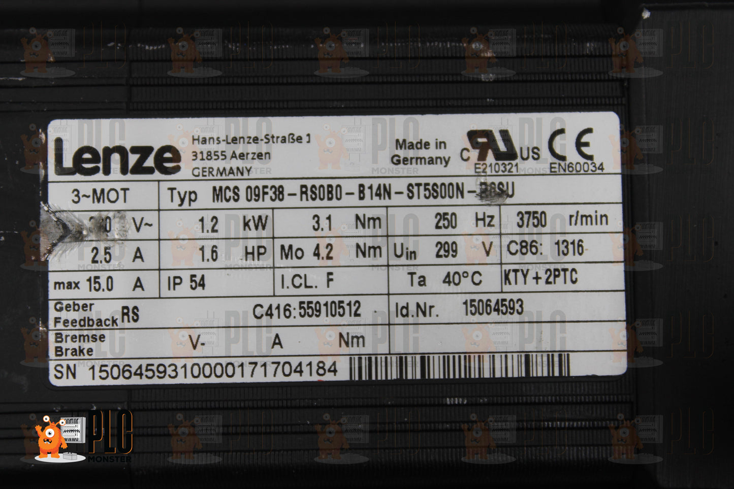 NEW NO BOX | Lenze | MCS 09F38-RS0B0-B14N-ST5S00N-R0SU |