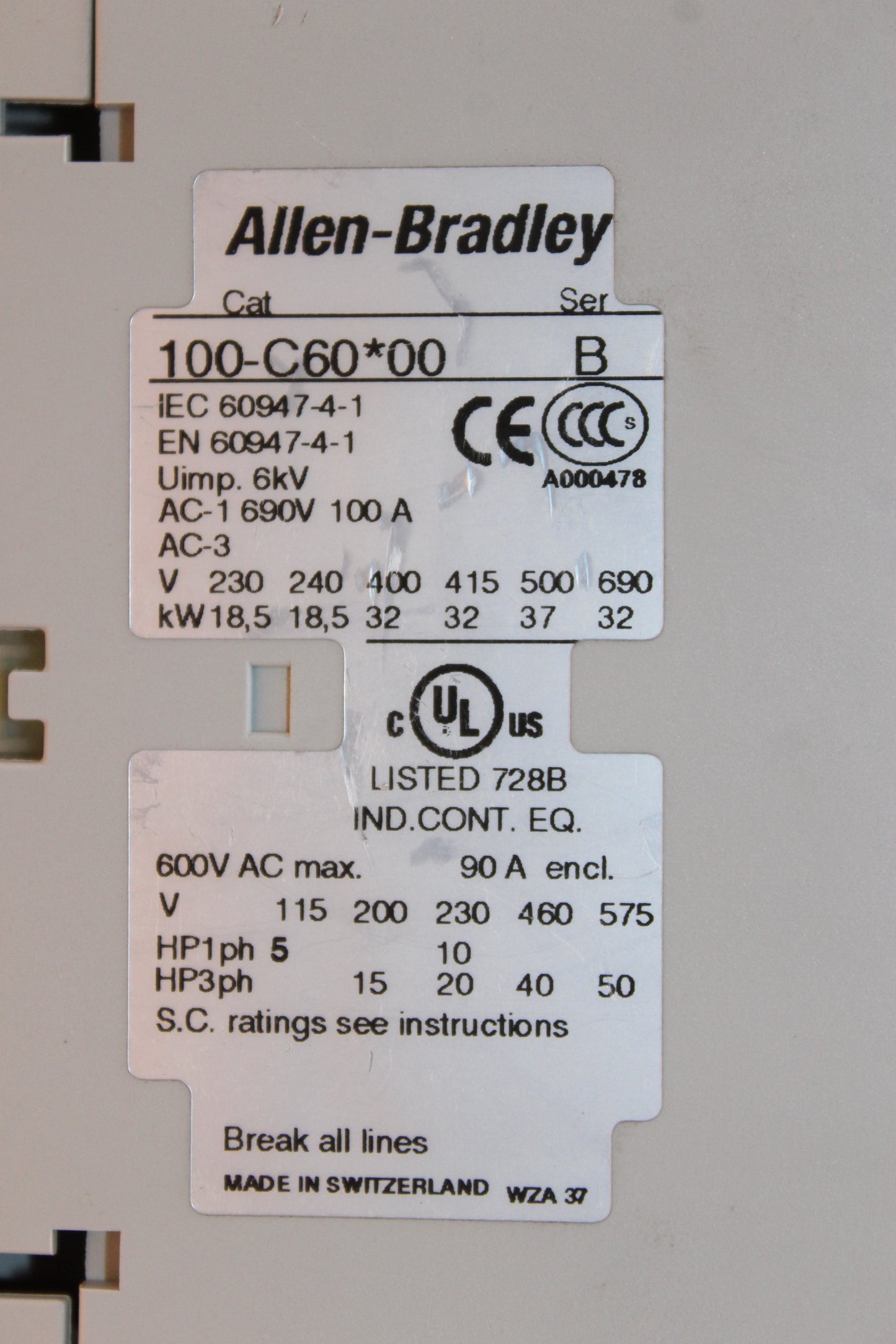 NEW NO BOX | ALLEN-BRADLEY | 100-C6000 |
