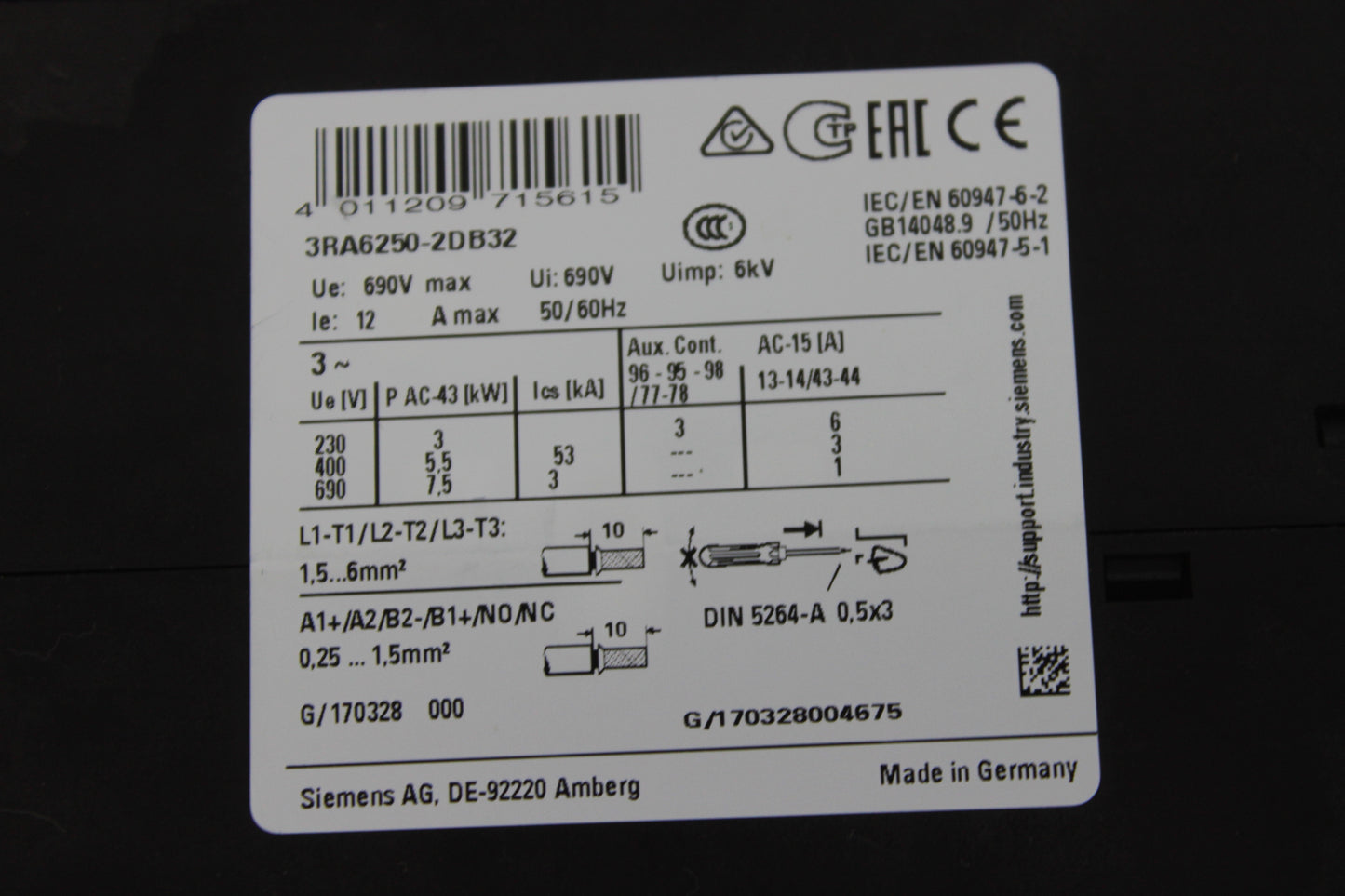NEW NO BOX | SIEMENS | 3RA6250-2DB32 |