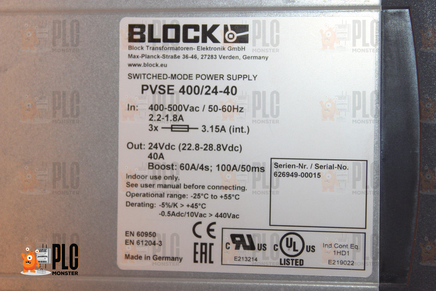 NEW NO BOX | BLOCK | PVSE 400/24-40 |