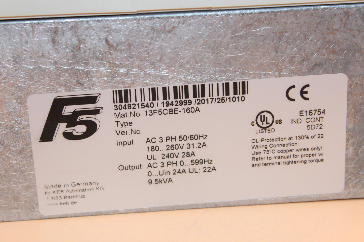 NEW | KEB | F5 13F5CBE-160A |